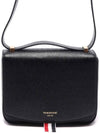 Logo Detail Pebble Grain Leather Saddle Shoulder Bag Black - THOM BROWNE - BALAAN 3