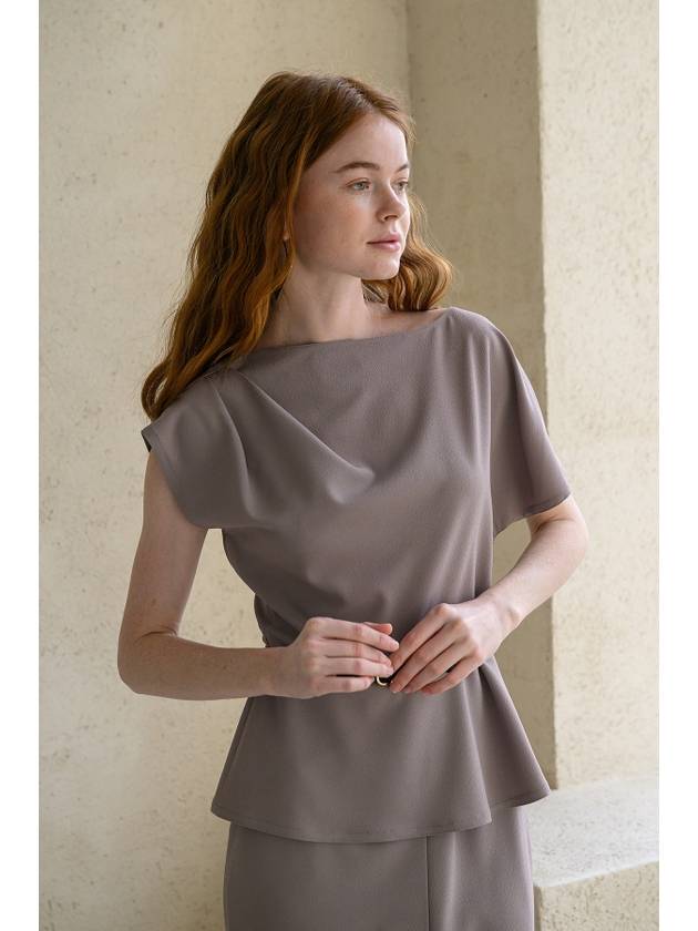 Caisienne unbalanced drape blouse_taupe gray - CAHIERS - BALAAN 5