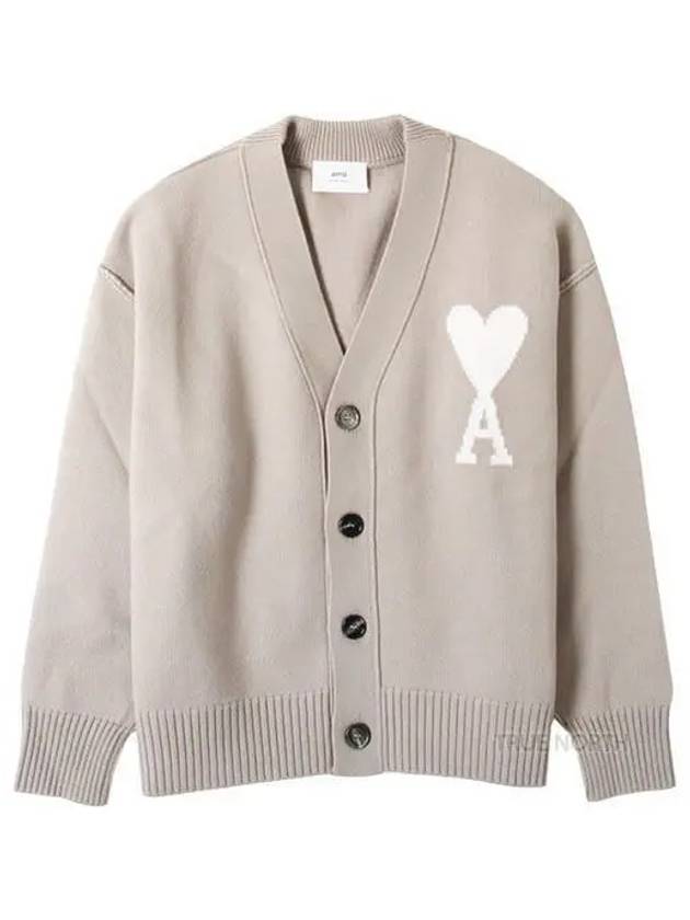 De Coeur Logo Wool Cardigan Light Beige - AMI - BALAAN 2