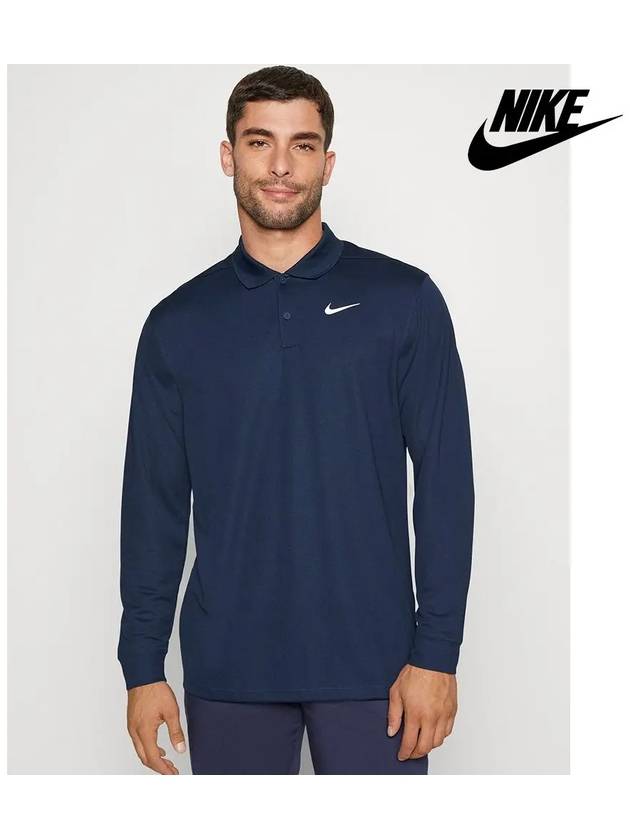 Men s Dri Fit Victory Long Sleeve Golf Polo Navy DN2344 - NIKE - BALAAN 3