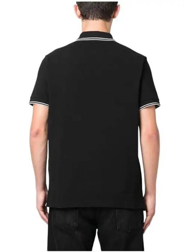 Logo Patch Short Sleeve Polo Shirt Black - STONE ISLAND - BALAAN 5