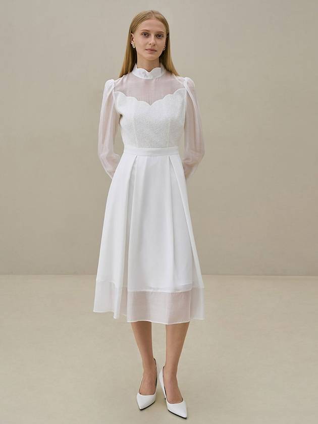 CROA semi high neck flared dresswhite - AME - BALAAN 4