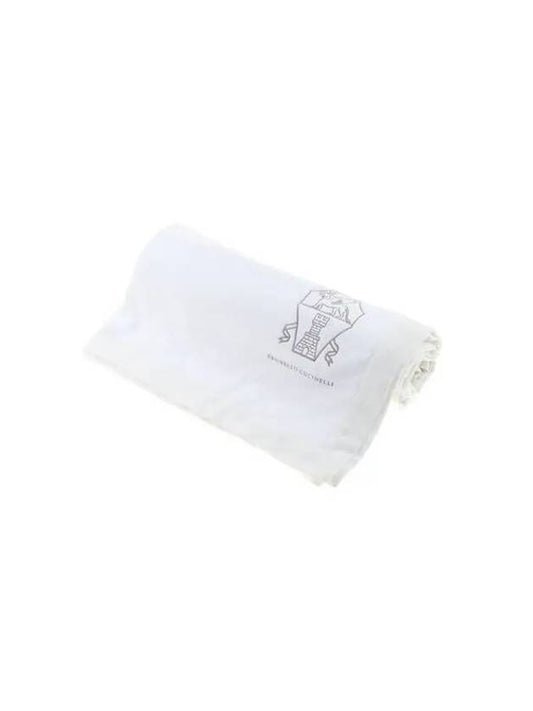 Living Linen Trimmed Big Cotton Towel White 271710 - BRUNELLO CUCINELLI - BALAAN 1