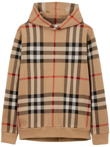 Check Cotton Jacquard Hoodie Beige - BURBERRY - BALAAN 1