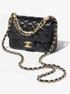 Gold Mini Shiny Lambskin Flap Cross Bag Black - CHANEL - BALAAN 2