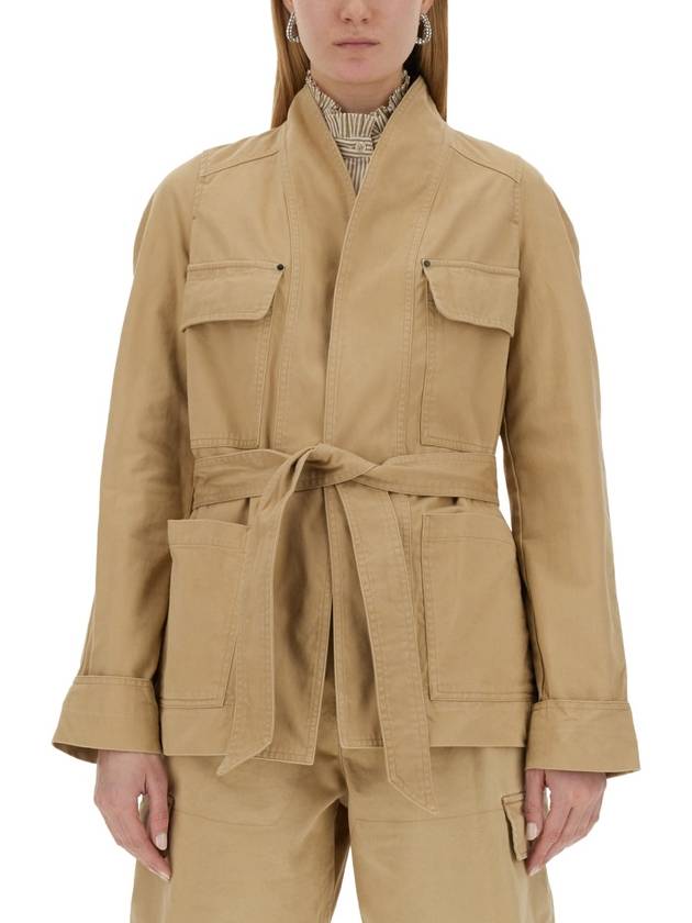 Loetiza Cotton Workwear Jacket Beige - ISABEL MARANT - BALAAN 2