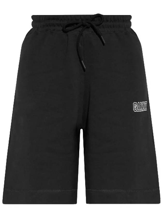 logo embroidered drawstring shorts black - GANNI - BALAAN 3