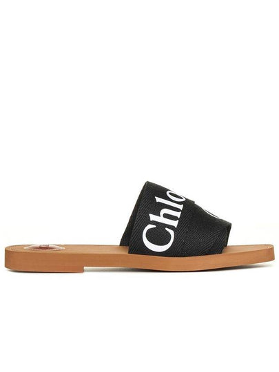 Woody Logo Flat Mule Slippers Black - CHLOE - BALAAN 2