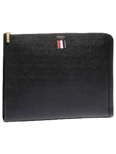 Three Stripes Tab Pebble Document Folio Clutch Bag Black - THOM BROWNE - BALAAN 2