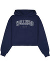 Logo Print Cropped Cotton Hoodie Navy - SPORTY & RICH - BALAAN 2