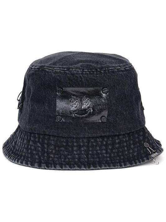 BBD Trapped Smile Denim Bucket Hat Black - BLACKBLOND - BALAAN 1