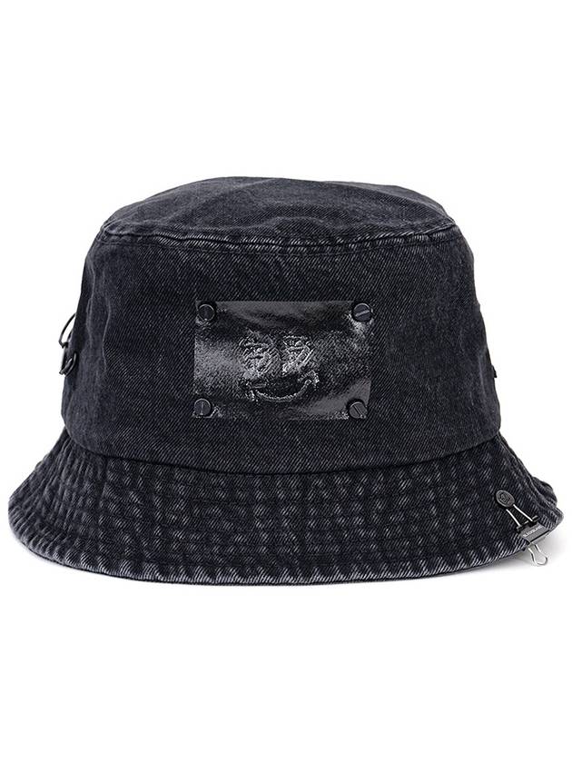 Trapped Smile Denim Bucket Hat Black - BLACKBLOND - BALAAN 1