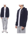 Men's Tech Cotton Sweatshirt Hooded Zip-up Navy - BRUNELLO CUCINELLI - BALAAN 3