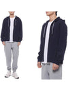 Tech Cotton Zip-Up Hoodie Navy - BRUNELLO CUCINELLI - BALAAN 2