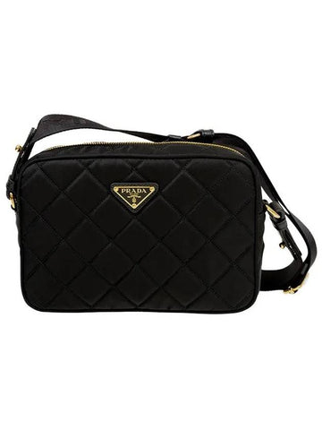 Triangle Logo Quilted Nylon Cross Bag Black - PRADA - BALAAN 1