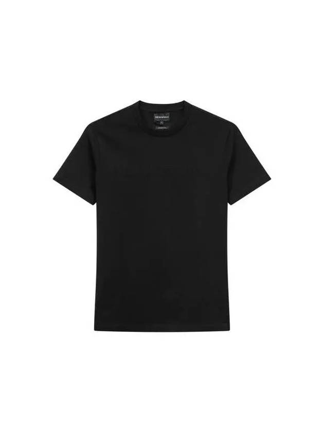 Men s Jacquard Logo Cotton T Shirt Black - EMPORIO ARMANI - BALAAN 1