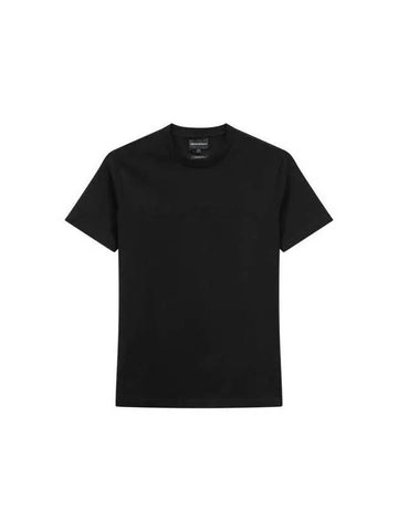 Men s Jacquard Logo Cotton T Shirt Black - EMPORIO ARMANI - BALAAN 1