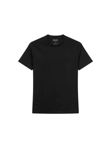 Men s Jacquard Logo Cotton T Shirt Black - EMPORIO ARMANI - BALAAN 1