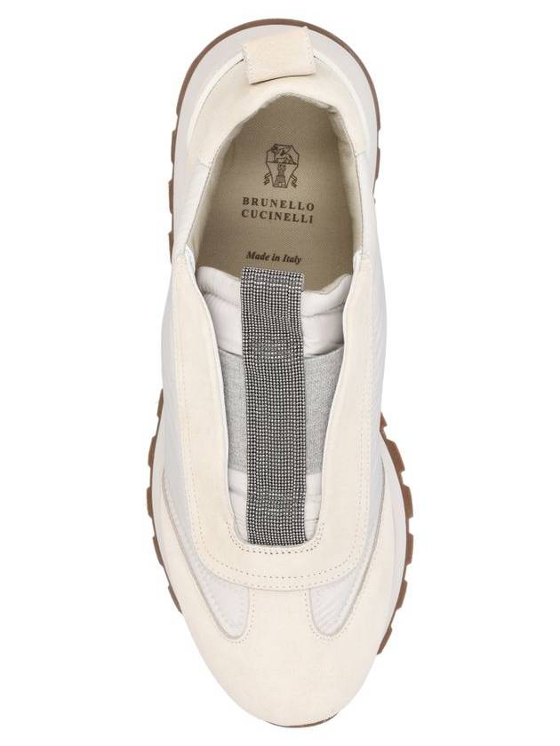 Suede Techno Runner Low Top Sneakers White - BRUNELLO CUCINELLI - BALAAN 5