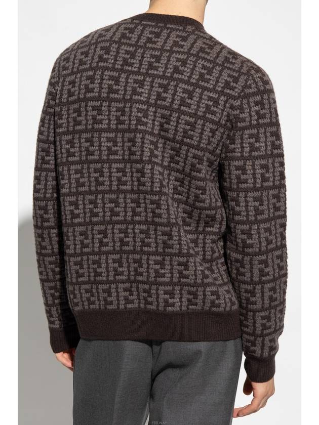Men's Monogram Intarsia Knit Top Grey - FENDI - BALAAN 3