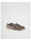 Triangle Logo Suede Loafers Grey - PRADA - BALAAN 2