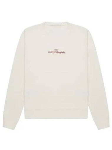 Embroidered Logo Cotton Sweatshirt Ivory - MAISON MARGIELA - BALAAN 1