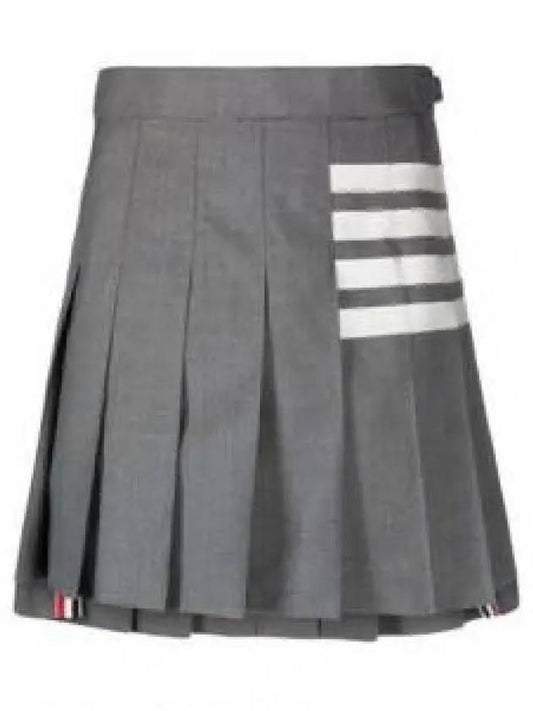 4 bar striped dropback plain weaving wool pleated short skirt FGC402V 06146 035 1205796 - THOM BROWNE - BALAAN 1