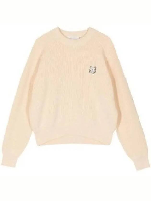 Bold Fox Head Patch Comfort Knit Top Beige - MAISON KITSUNE - BALAAN 2