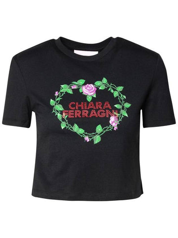 Chiara Ferragni Black Cotton T-Shirt - CHIARA FERRAGNI - BALAAN 1