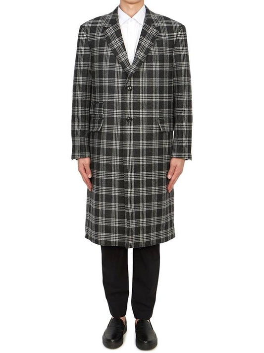 Men's Prince Of Wales Lambswool Single Coat Medium Grey - THOM BROWNE - BALAAN 2