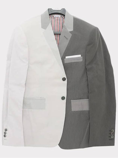 Funmix Seersucker Trompe Loeil Classic Jacket Light Grey - THOM BROWNE - BALAAN 2