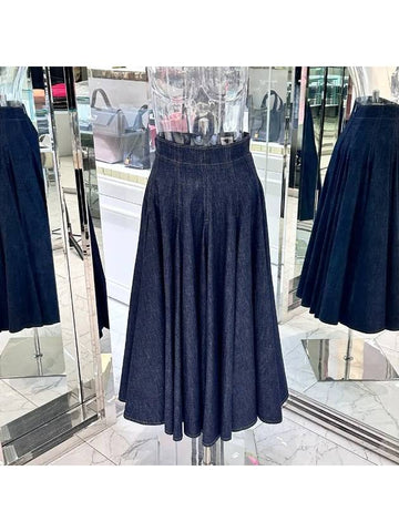 Flare midi denim skirt 36 deep blue 4ET0572 - DIOR - BALAAN 1