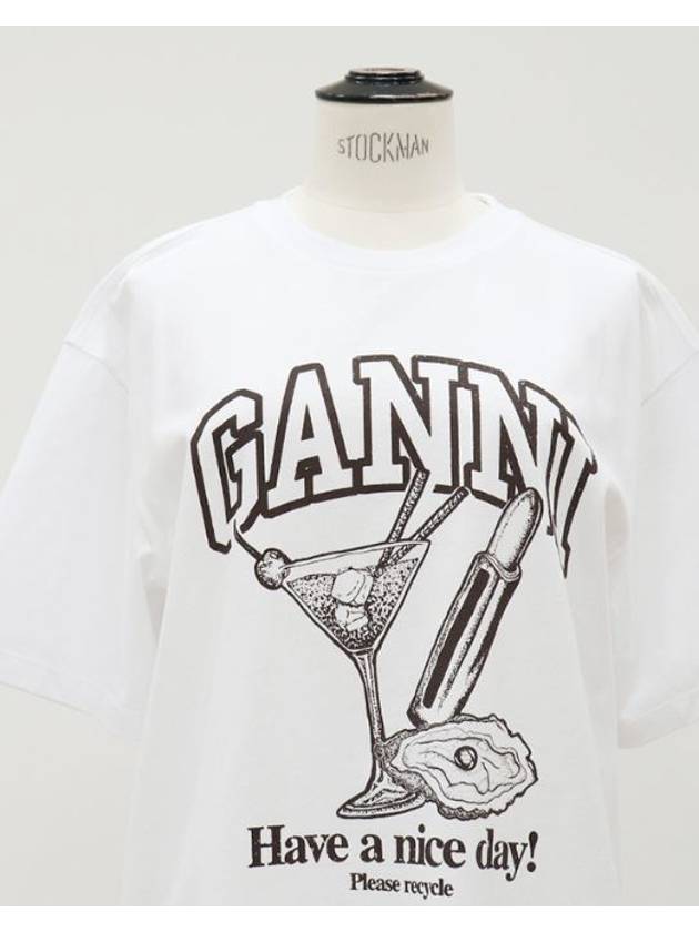 logo cocktail print t-shirt - GANNI - BALAAN 5