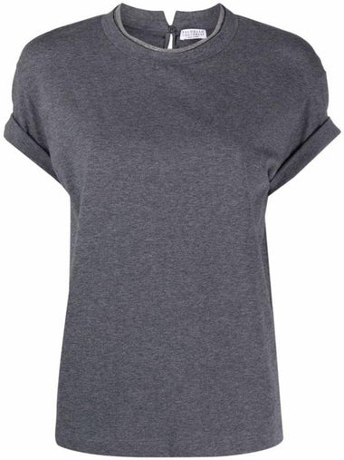 Crew Neck Turn-Up Sleeve Short Sleeve T-Shirt Grey - BRUNELLO CUCINELLI - BALAAN 1