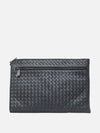 Intrecciato Weaving Zipper Clutch Bag Grey - BOTTEGA VENETA - BALAAN 2