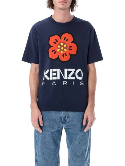 Boke Flower Short Sleeve T-Shirt Navy - KENZO - BALAAN 2