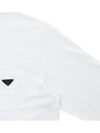 Triangle Logo Pocket Long Sleeve T Shirt White - PRADA - BALAAN 5