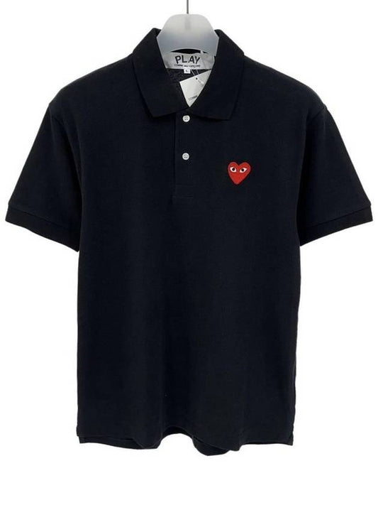 Red Heart Wappen Polo Shirt Black - COMME DES GARCONS - BALAAN 2