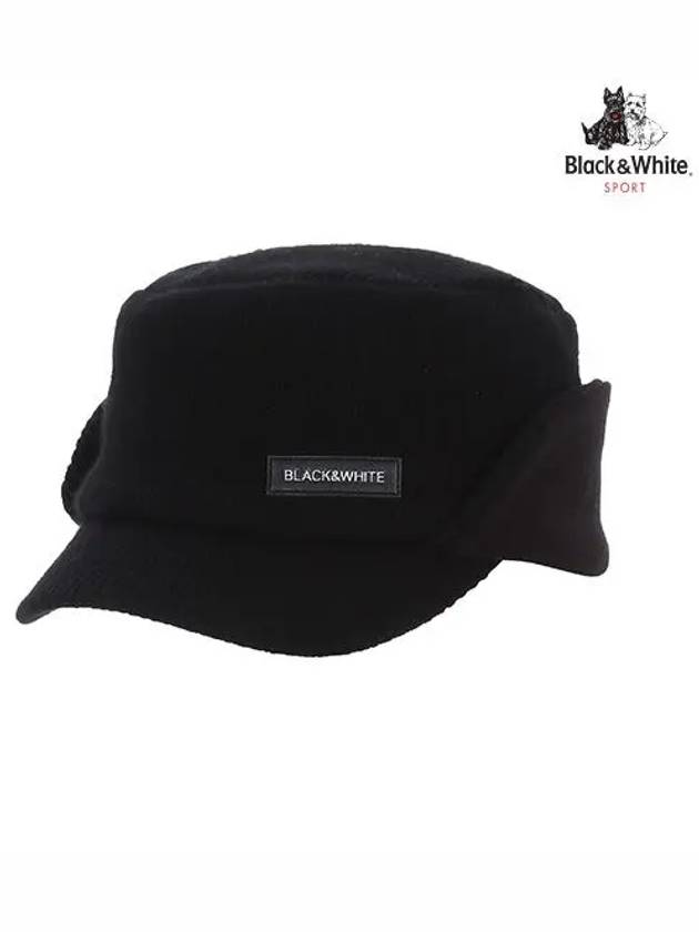 Men s knit ear cap 8444GXAC BLACK - BLACK&WHITE - BALAAN 1