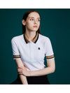 WOMEN REGULAR-FIT RIBBED POLO SHIRT WHITE - MEASPHERA - BALAAN 3