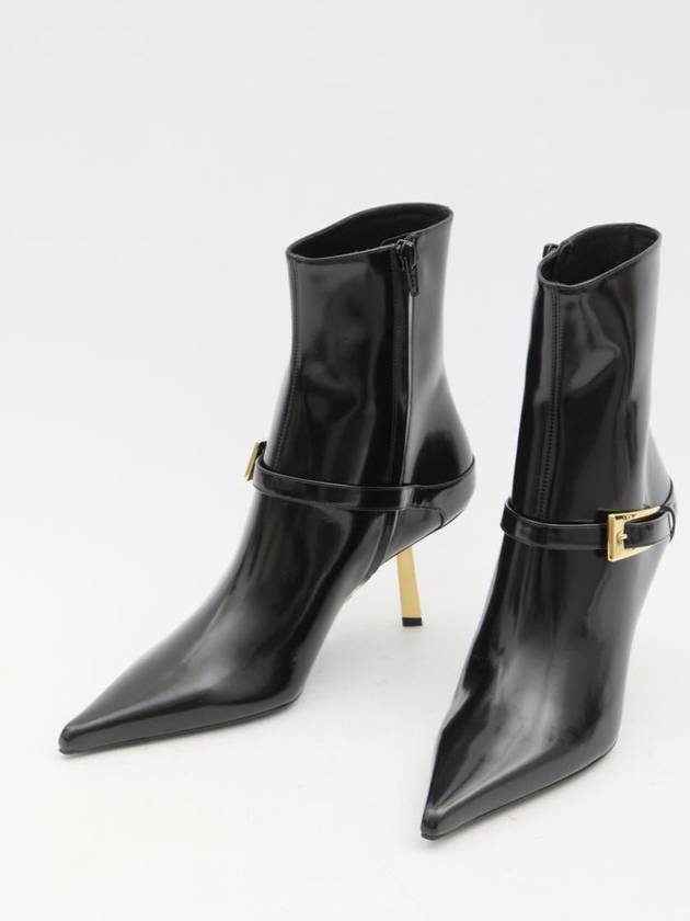 Lee Glazed Leather Ankle Boots Black - SAINT LAURENT - BALAAN 6