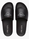 Triangle Logo Leather Band Slippers Black - PRADA - BALAAN 3