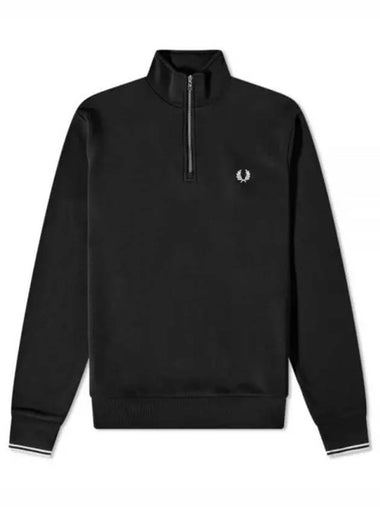 Fred Perry Half Zip Up Sweatshirt Long Sleeve T Shirt Black M3574 - FRED PERRY - BALAAN 1