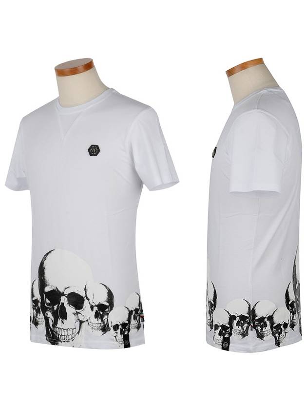 Skull Round Neck Cotton Short Sleeve T-Shirt White - PHILIPP PLEIN - BALAAN 1