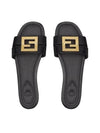 F Fold Leather Sandals Black - FENDI - BALAAN 1