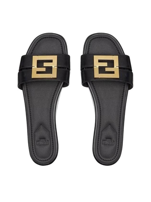 F Fold Leather Sandals Black - FENDI - BALAAN 1