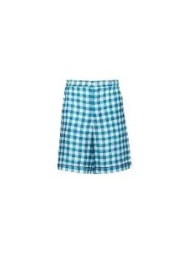 Check Bermuda Shorts Blue - PRADA - BALAAN 2