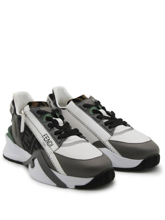 Flow FF Jacquard Leather Running Low Top Sneakers Grey - FENDI - BALAAN 2