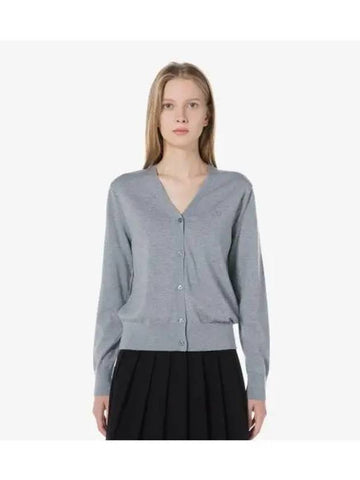 Women s V neck soft wool cardigan melange gray - LACOSTE - BALAAN 1