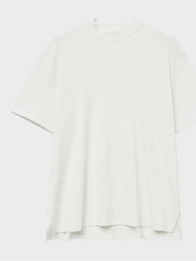 Ribbed Mock Neck Half Short Sleeve T-Shirt White - NOIRER - BALAAN 3